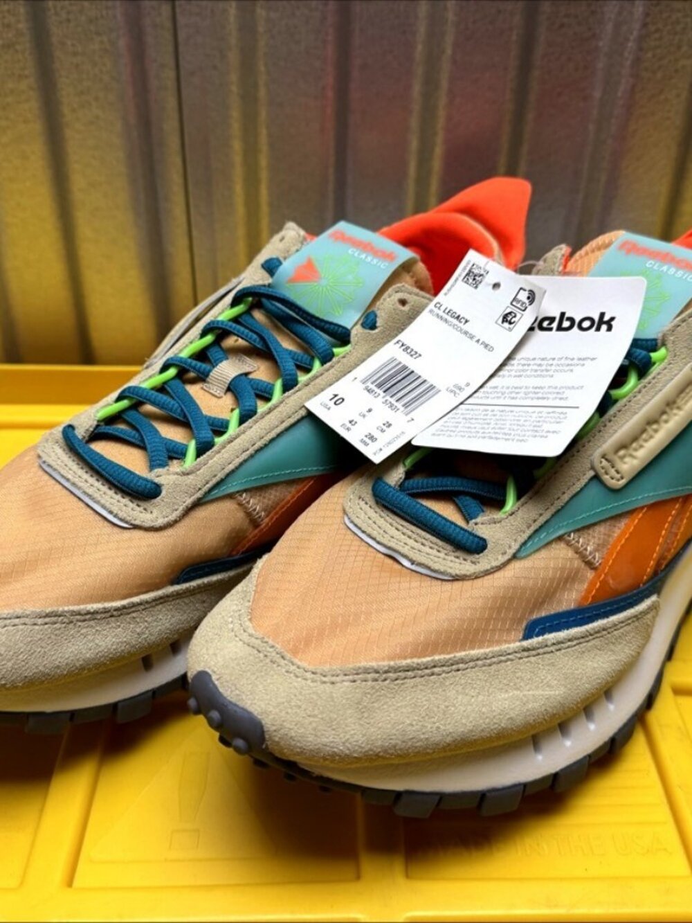 Reebok CL Legacy FY8327 Utility Beige Orange Teal Mens US 10 New